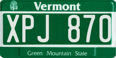 VT license plate XPJ870