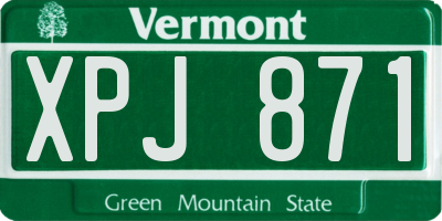 VT license plate XPJ871