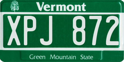 VT license plate XPJ872