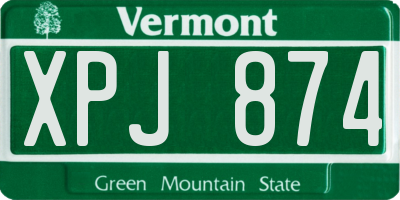 VT license plate XPJ874