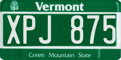 VT license plate XPJ875