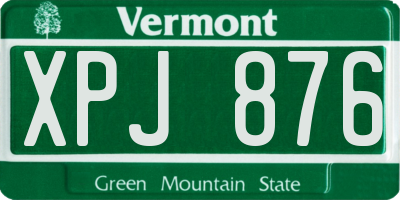 VT license plate XPJ876