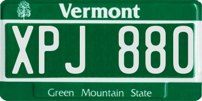 VT license plate XPJ880