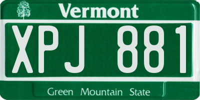 VT license plate XPJ881