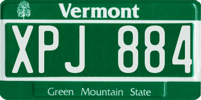 VT license plate XPJ884