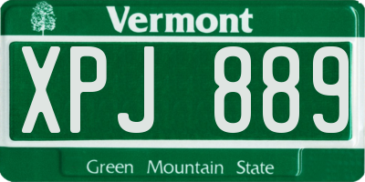 VT license plate XPJ889