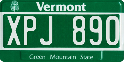 VT license plate XPJ890