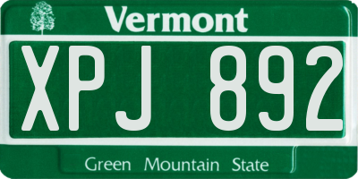 VT license plate XPJ892