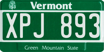 VT license plate XPJ893