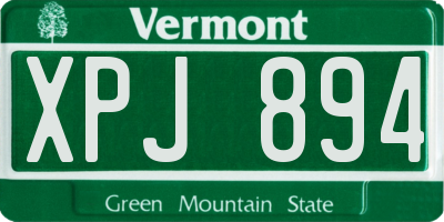 VT license plate XPJ894