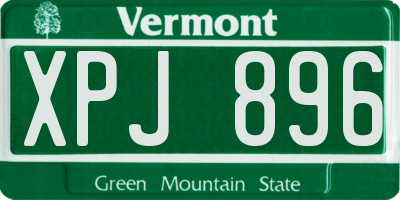 VT license plate XPJ896