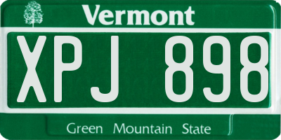 VT license plate XPJ898