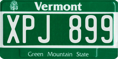 VT license plate XPJ899