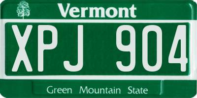 VT license plate XPJ904
