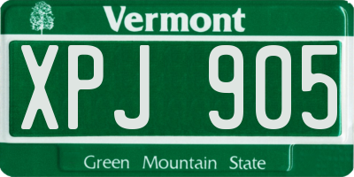 VT license plate XPJ905