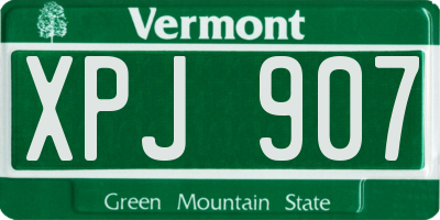 VT license plate XPJ907