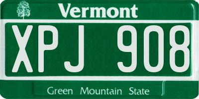 VT license plate XPJ908