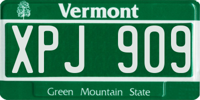 VT license plate XPJ909
