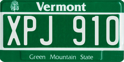 VT license plate XPJ910