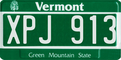 VT license plate XPJ913