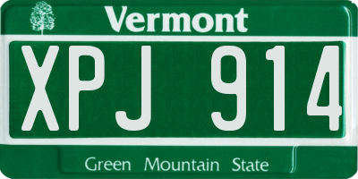 VT license plate XPJ914