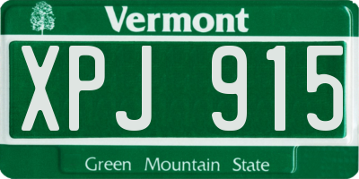 VT license plate XPJ915
