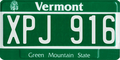 VT license plate XPJ916