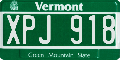 VT license plate XPJ918