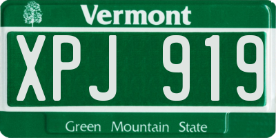 VT license plate XPJ919