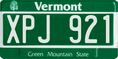 VT license plate XPJ921