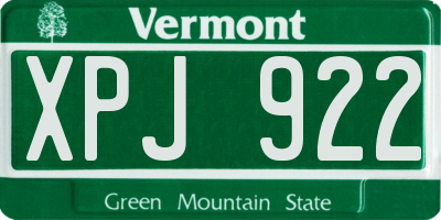 VT license plate XPJ922