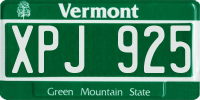 VT license plate XPJ925