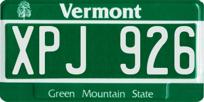 VT license plate XPJ926
