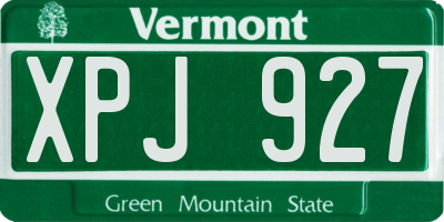 VT license plate XPJ927