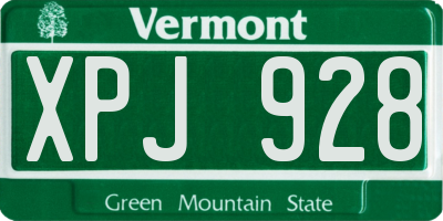 VT license plate XPJ928