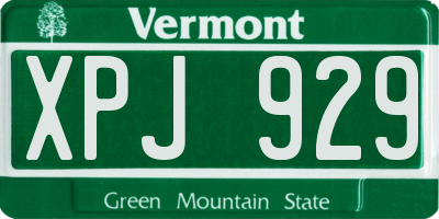 VT license plate XPJ929