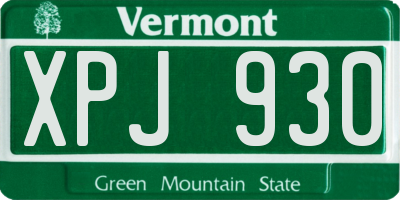VT license plate XPJ930