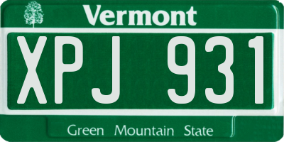 VT license plate XPJ931