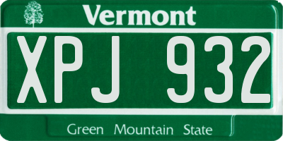 VT license plate XPJ932