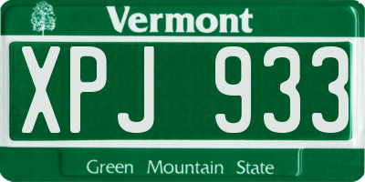 VT license plate XPJ933