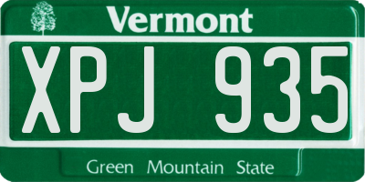 VT license plate XPJ935