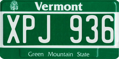VT license plate XPJ936