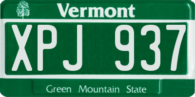 VT license plate XPJ937