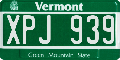 VT license plate XPJ939