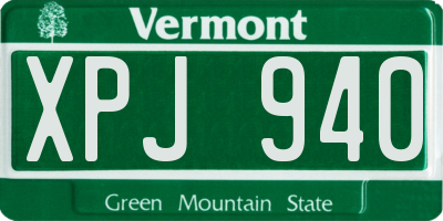VT license plate XPJ940
