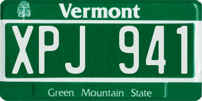 VT license plate XPJ941