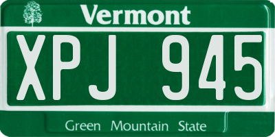VT license plate XPJ945