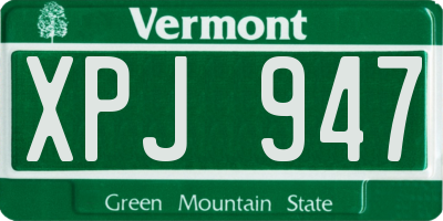 VT license plate XPJ947