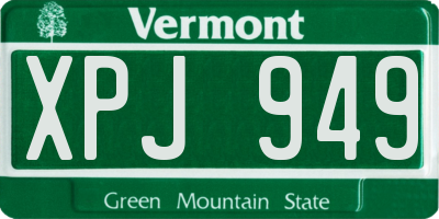 VT license plate XPJ949