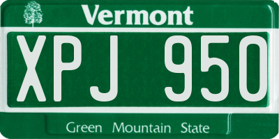 VT license plate XPJ950